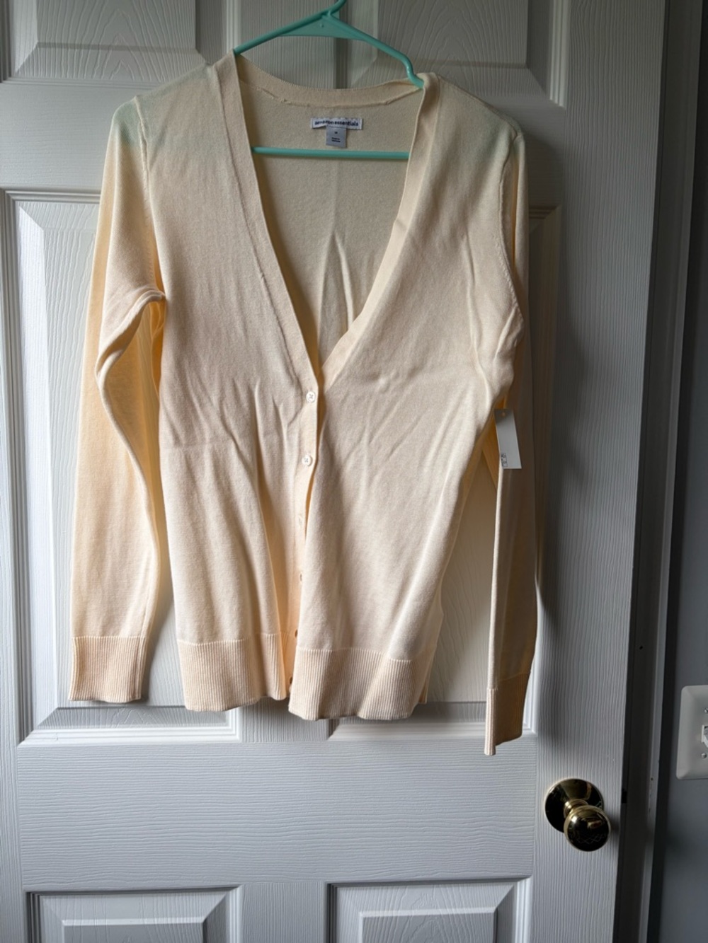 Amazon Cream Lightweight V-Neck Button Cardigan